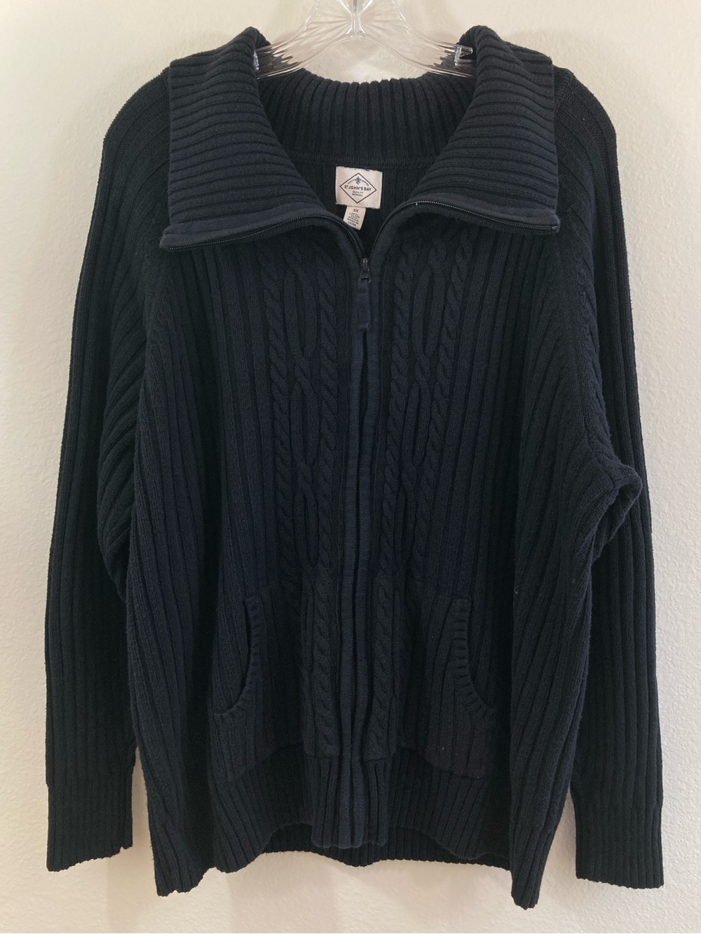 St. John’s Bay Black Knit Zip Up Cardigan Sweater Women’s 3X